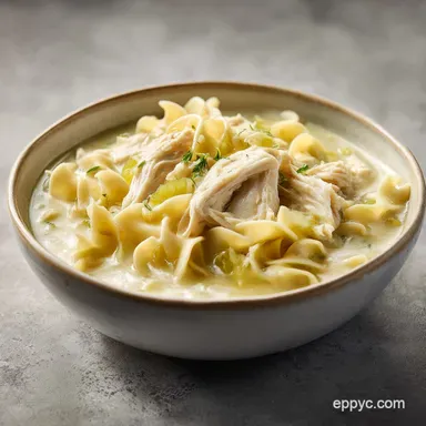 Slow Cooker Amish Chicken and Noodles for 8 Servings Recipe Card