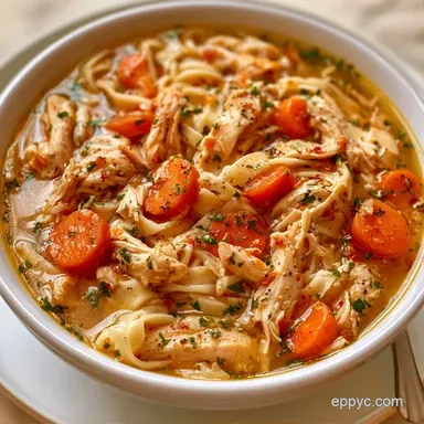 Slow Cooker Chicken Noodle Soup for 8 Recipe Card