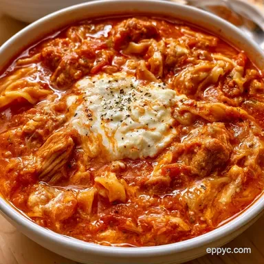 Slow Cooker Lasagna Soup with Sausage Recipe Card