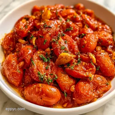 Slow Roasted Roma Tomatoes with Garlic Recipe Card