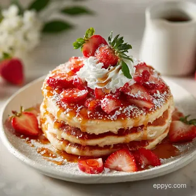 Perfect Galentines Brunch Recipe for Your Besties with Strawberry Pancakes Ready in 30 Min Recipe Card