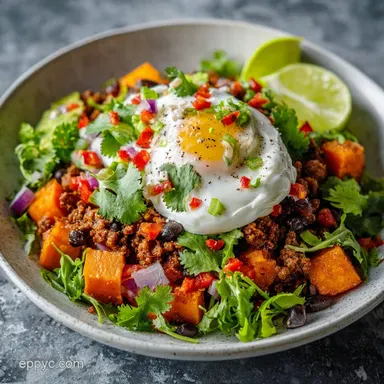 Sweet Potato Taco Bowl for 4 Servings Recipe Card