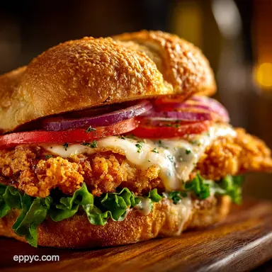 My Ultimate Crispy Chicken Cordon Bleu Sandwich Recipe 30Minute Gourmet Meal Recipe Card