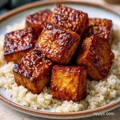 Crispy Tofu Quinoa Bowl in 30 Minutes Recipe Card