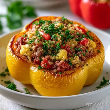 Stuffed Peppers with Cauliflower Rice Recipe Card