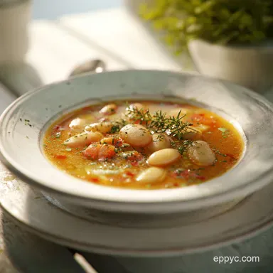 Tuscan White Bean Soup for 6 Servings with Silky Bean Broth Recipe Card
