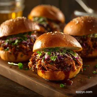Sticky Pulled Pork BBQ Sliders Recipe Foolproof Slow Cooker Method Recipe Card