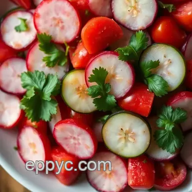 Refreshing Watermelon Radish Salad with Zesty Citrus Vinaigrette Recipe Card