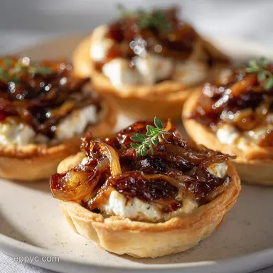 Goat Cheese Tartlets: Whipped Filling Caramelised Onion Recipe Card