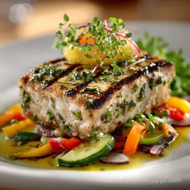 Sunshine Grilled MahiMahi with Zesty LemonHerb Marinade Recipe Card