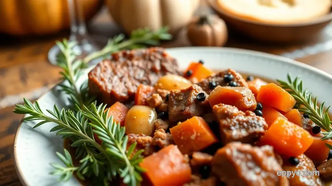 German Thanksgiving Sauerbraten with Red Cabbage and Potato Dumplings