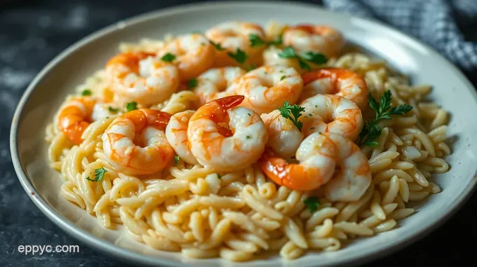 Lemon Garlic Shrimp with Orzo & Feta