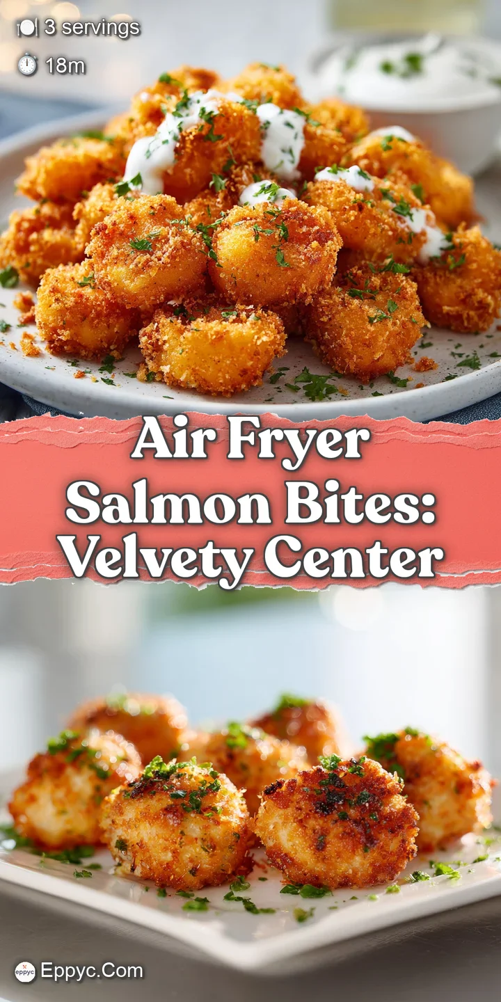 Close-up of tender, flaky salmon bites; the crispy golden edges offer a tempting peek at the juicy interior.