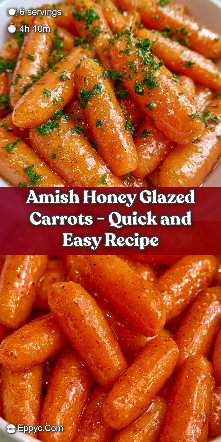 Extreme close-up of glistening, honey-coated carrot rounds with a soft texture and a rich, golden amber glow.