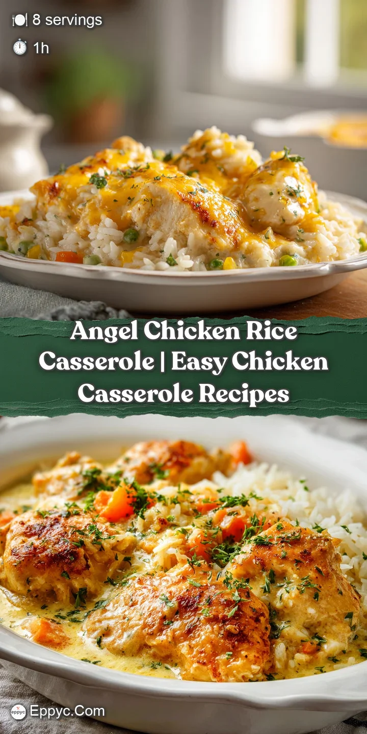 Close-up of tender chicken pieces mixed with creamy rice, topped with golden-brown baked goodness.