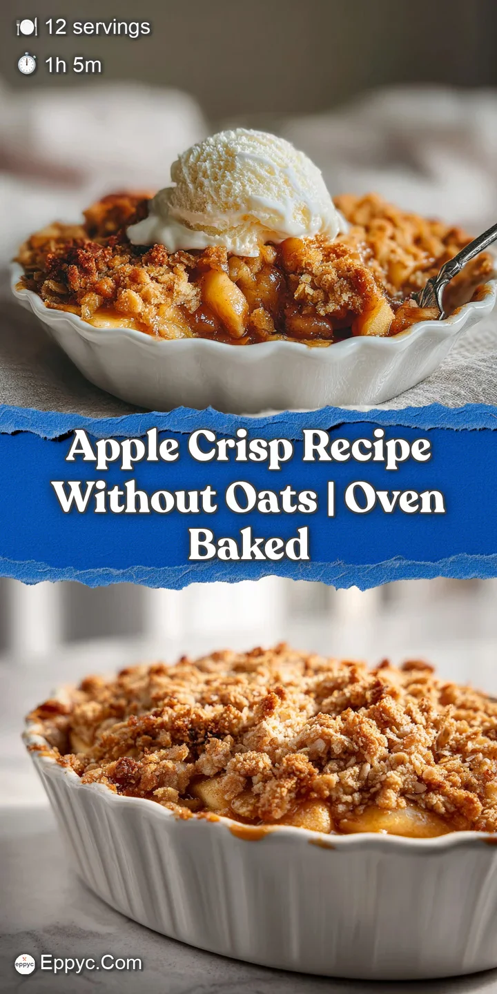 Close-up shot of apple crisp, showcasing the tender, baked apples and the crunchy, sugary topping. Hints of cinnamon and w...