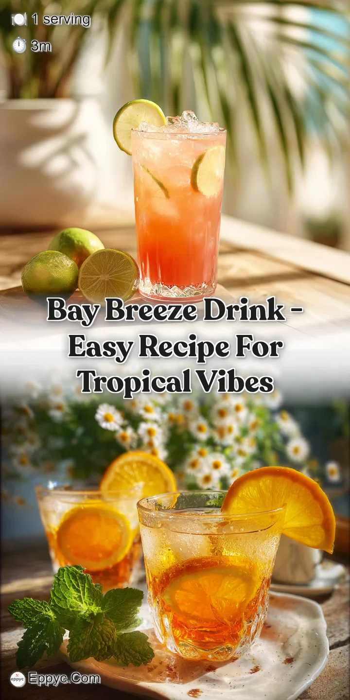 Refreshing Bay Breeze cocktail close-up: pink hues swirl with ice, a vibrant lime slice, and sparkling condensation. Looks...