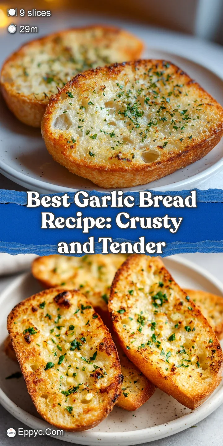 Close-up of a fluffy bread slice, golden-brown with crispy edges, showing melted garlic butter oozing.