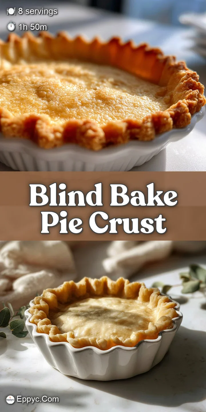 Close-up of a perfectly blind-baked pie crust. Its warm, golden-brown surface features delicate, blistered textures.
