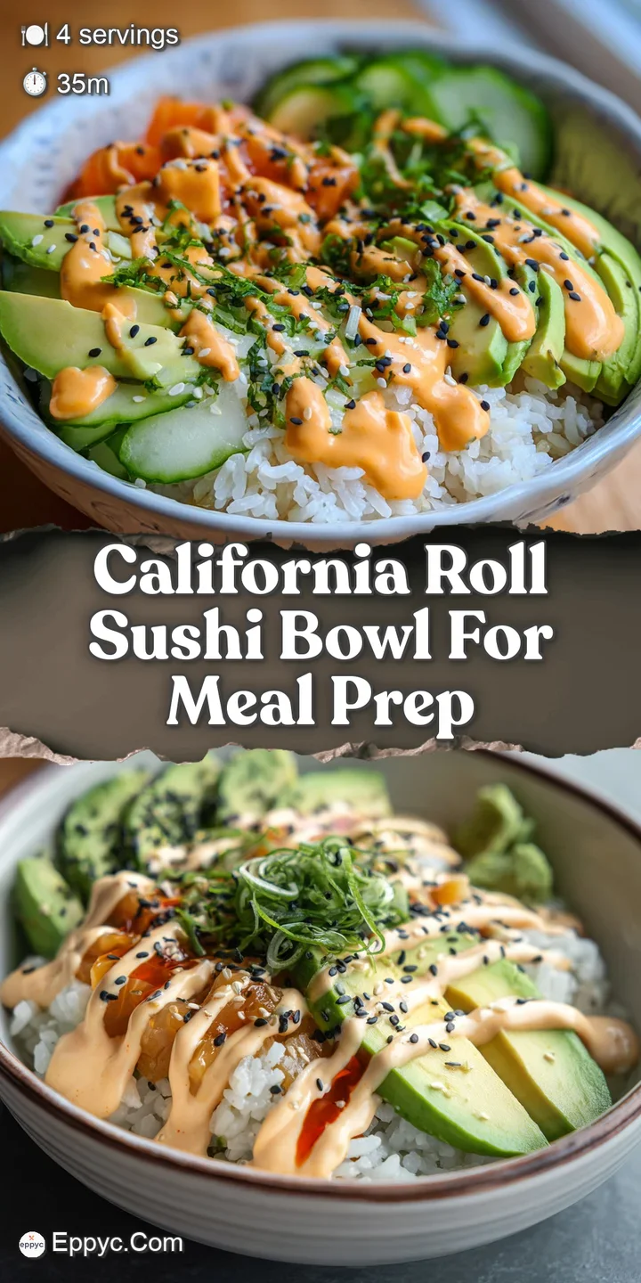 Close-up showcases creamy avocado, bright orange tobiko, and delicate imitation crab atop a bed of fluffy white rice in su...