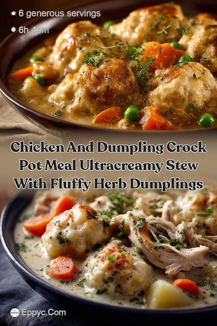 Chicken and Dumpling Crock Pot Meal UltraCreamy Stew with Fluffy Herb Dumplings