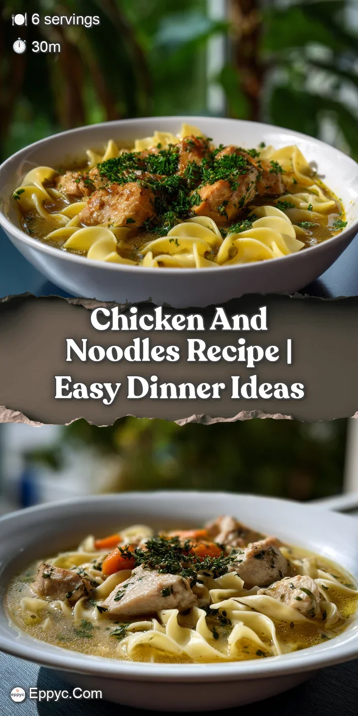 Close-up of luscious chicken and noodles, the creamy sauce clinging to the tender chicken and plump noodles, with visible ...