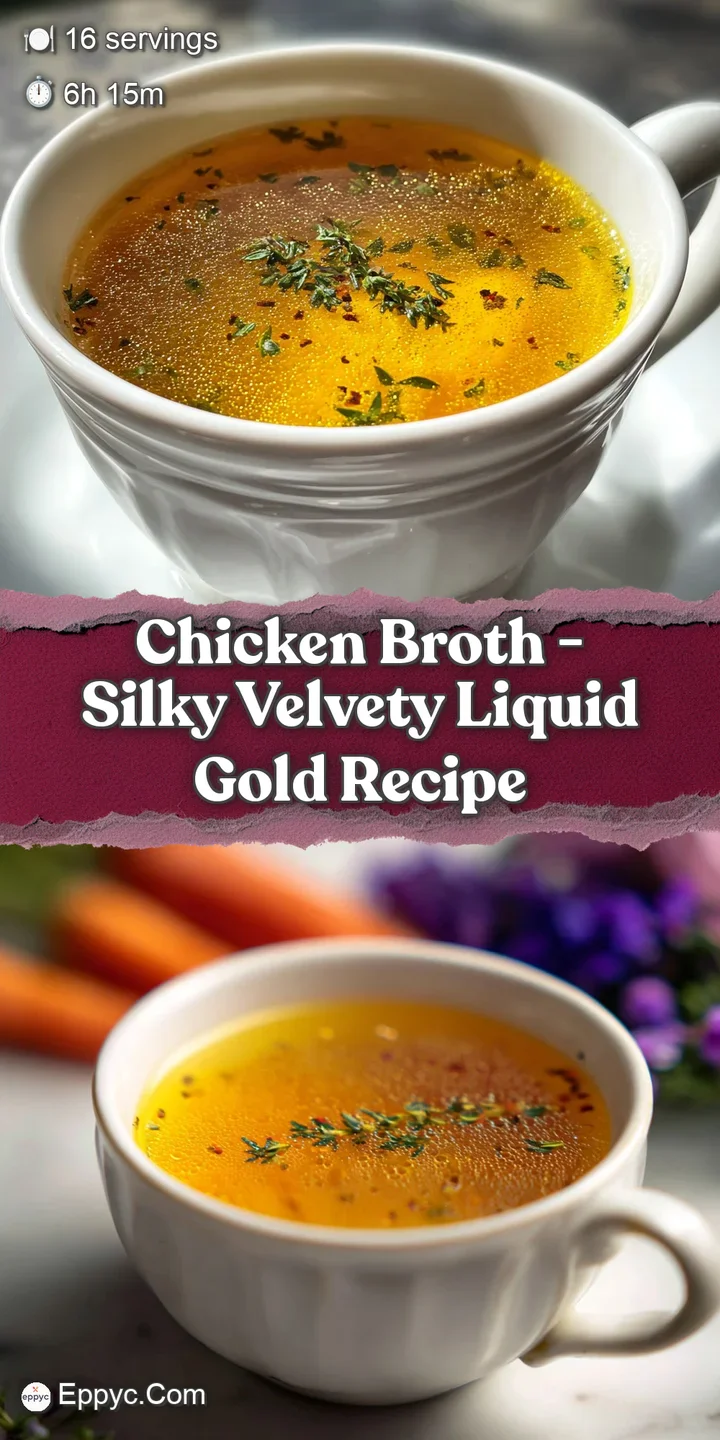 Close-up reveals shimmering, golden broth with visible fat globules, enticing steam rising, hinting at savory, homemade go...
