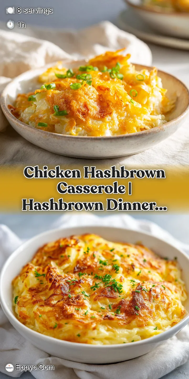 Close-up of gooey melted cheese and tender shredded potatoes with chunks of juicy chicken in a rich, creamy sauce.