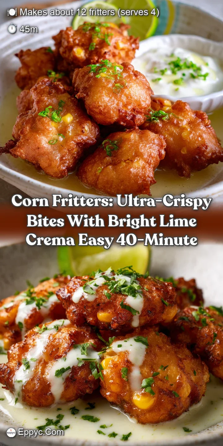 Corn Fritters: Ultra-Crispy Bites with Bright Lime Crema Easy 40-Minute