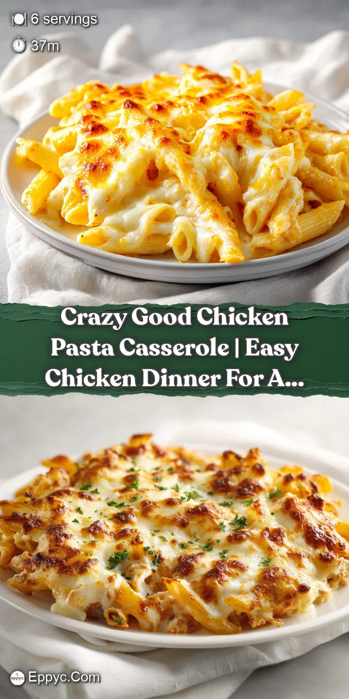 Extreme close-up of melted, toasted cheese stretching over creamy pasta shells and juicy pieces of seasoned chicken.