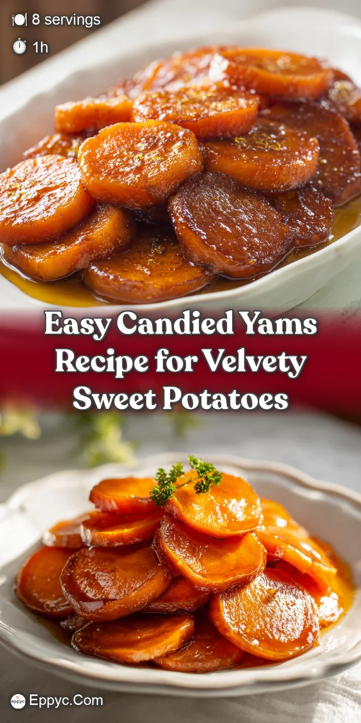 Close-up reveals the sticky, shiny surface of candied yams, their soft texture promising a sweet, warm, and comforting bite.