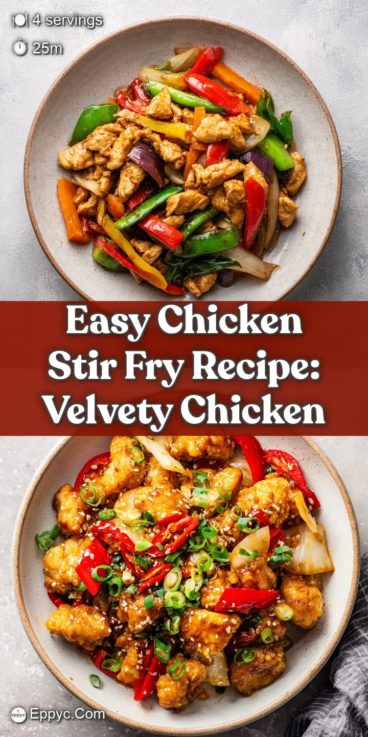 Close-up of tender chicken pieces and colorful peppers coated in a savory, glossy sauce, promising a flavorful and satisfy...