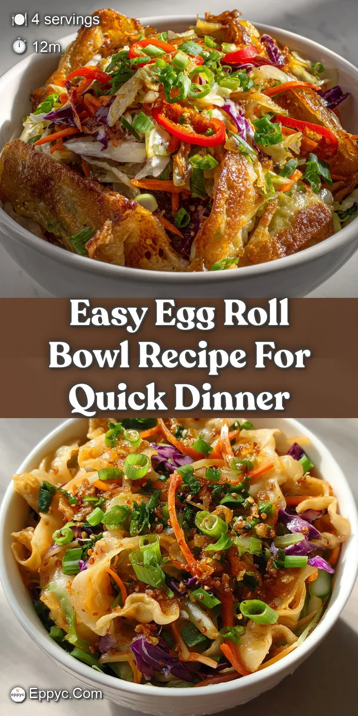 Close-up of a fresh egg roll bowl: browned ground meat and colorful vegetables glistening with savory sauce.