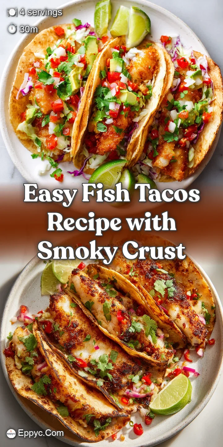 Close-up of a fish taco revealing crispy, golden fish, creamy sauce, and bright green cilantro. A delicious bite, ready to...