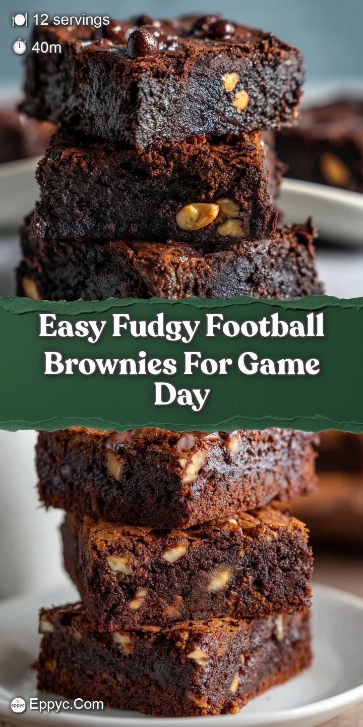 Close-up captures the fudgy texture of a chocolate brownie with creamy white frosting details resembling football laces.