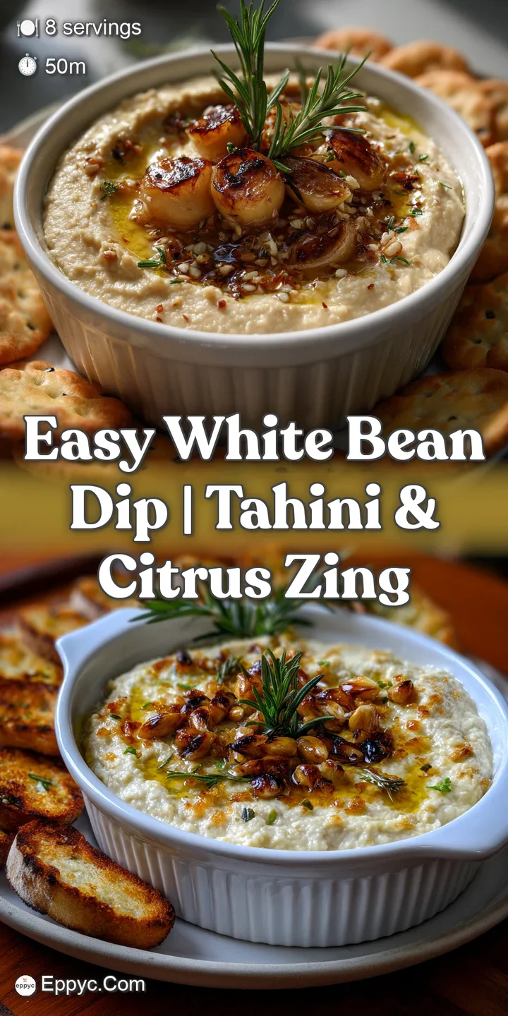 Close-up shot of a vibrant, creamy white bean dip, showcasing a swirl of olive oil, and the texture of fresh herbs on top.