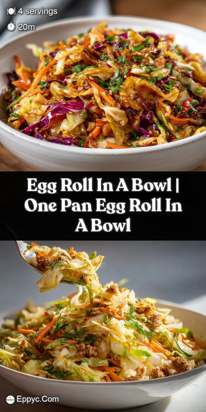 Close-up of glistening ground pork nestled amongst shredded cabbage and carrots. Toasted sesame seeds add texture and visu...