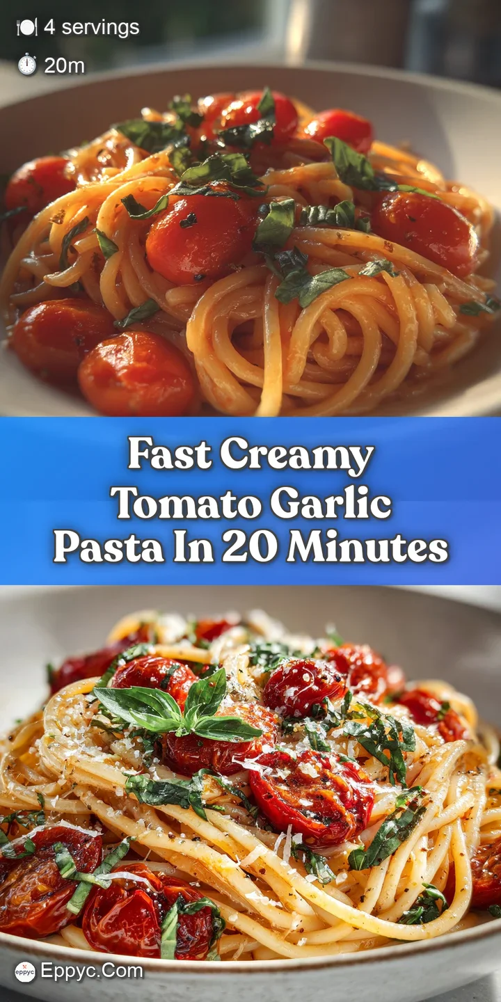 Appetizing swirls of pasta glistening in a vibrant tomato garlic sauce, showing creamy texture and fresh herbs.