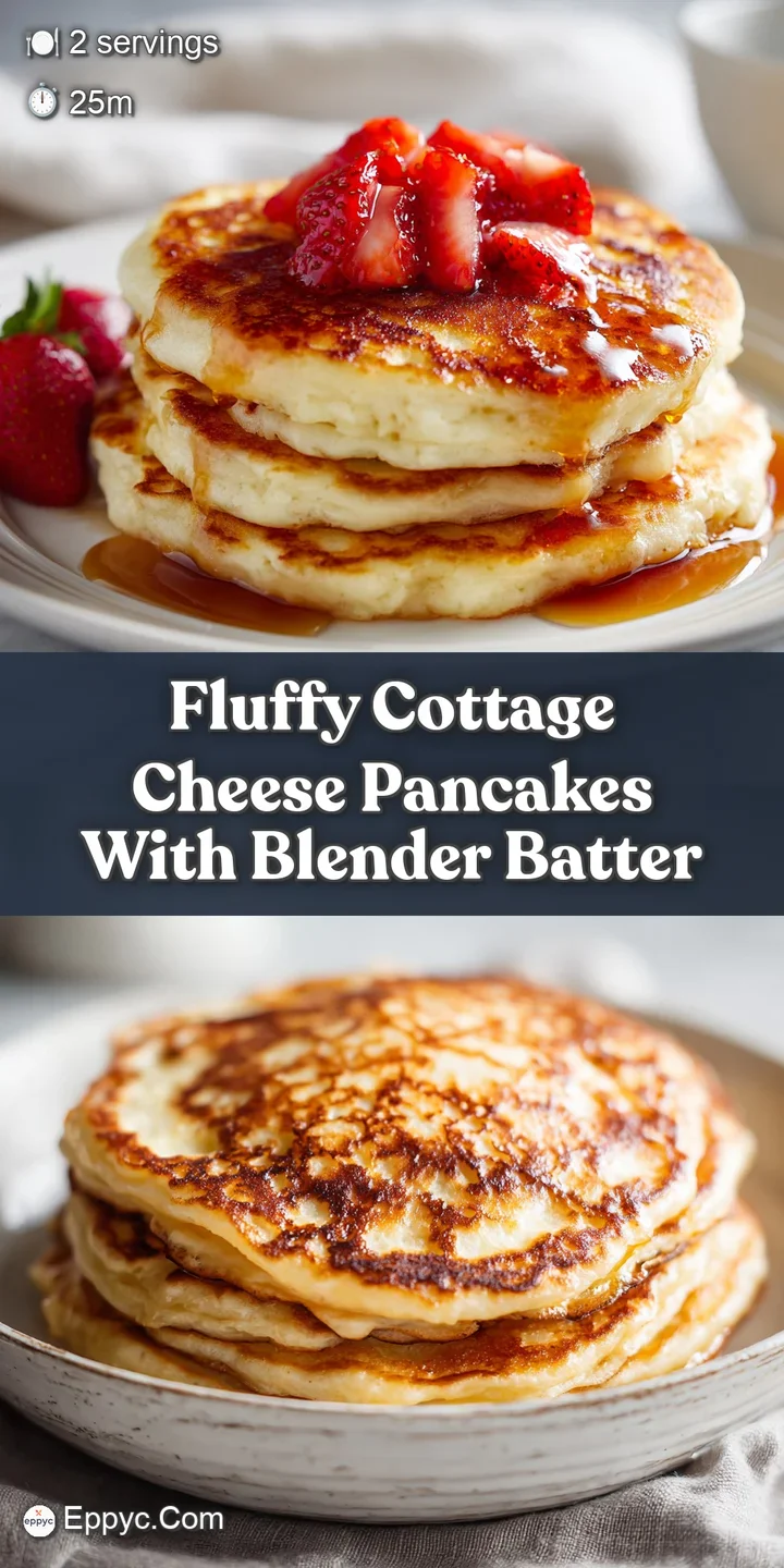 Close-up of a pancake stack, highlighting its airy texture and slightly browned edges, topped with juicy berries.