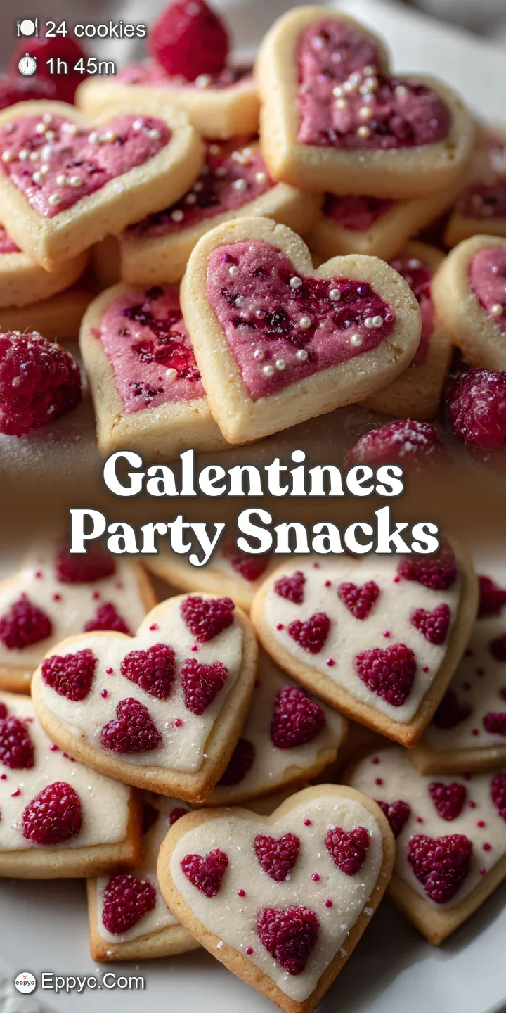 Close-up of frosted heart cookies with sugary, vibrant icing. A light dusting of edible glitter catches the light. Festive...