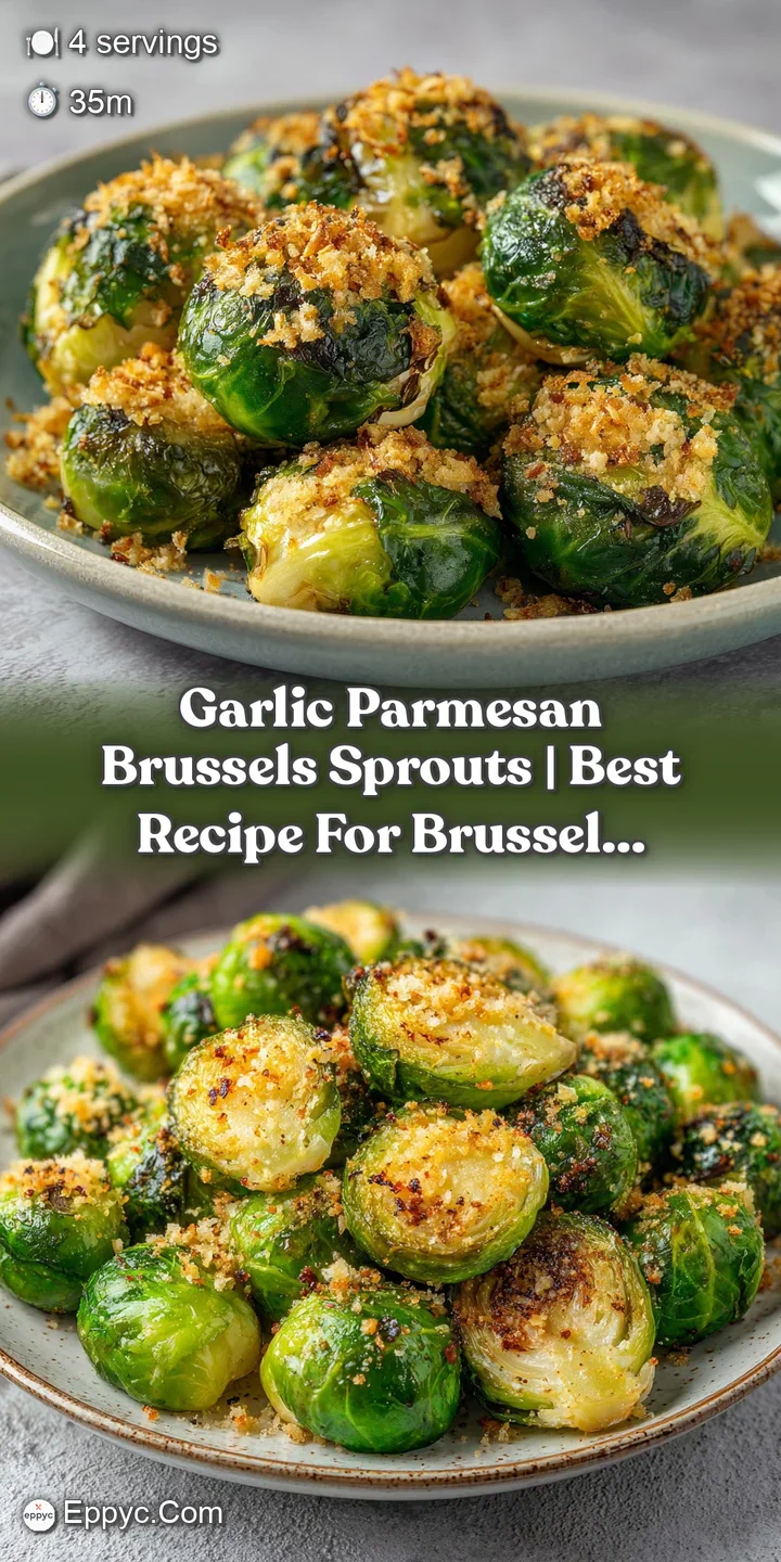 Extreme close-up of charred, crispy brussels sprout leaves glistening with garlic butter and salty cheese flakes.