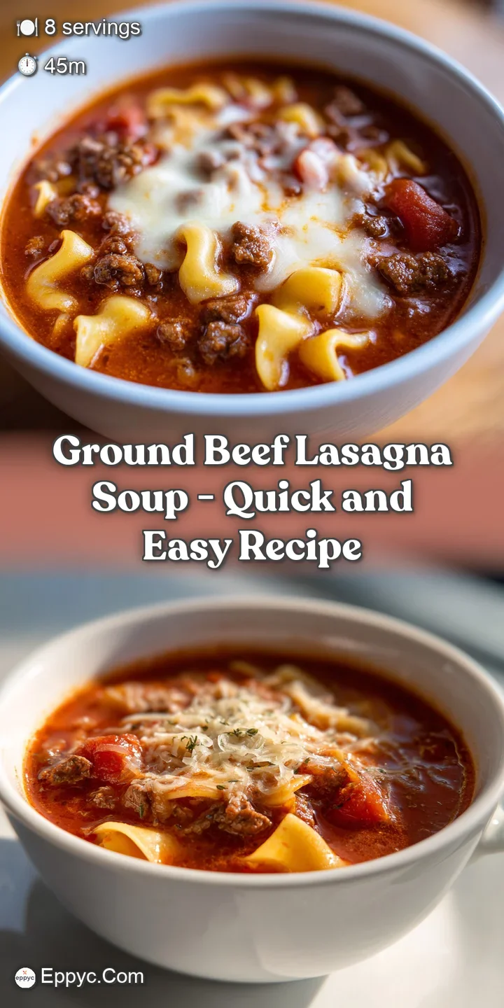 Close-up of wavy pasta ribbons and browned beef in a thick tomato sauce topped with bubbly, golden melted cheese.