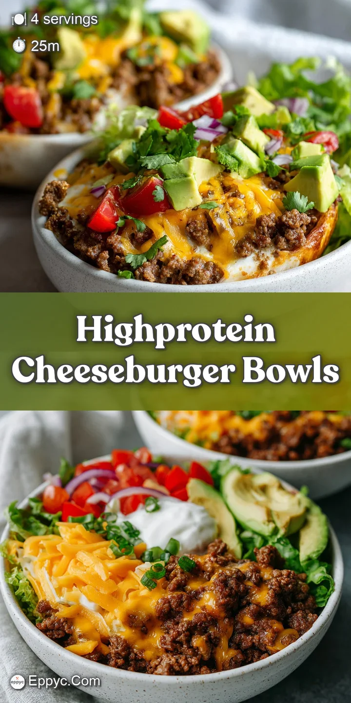 Close-up of a cheeseburger bowl showcasing the textures of seasoned beef, melted cheddar, and creamy sauce over fresh greens.