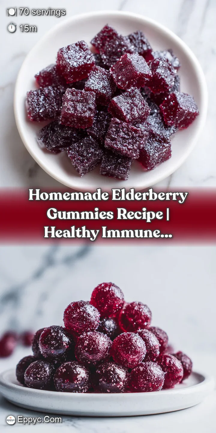 Close-up of translucent, dark purple elderberry gummies, showing their soft, slightly chewy texture.