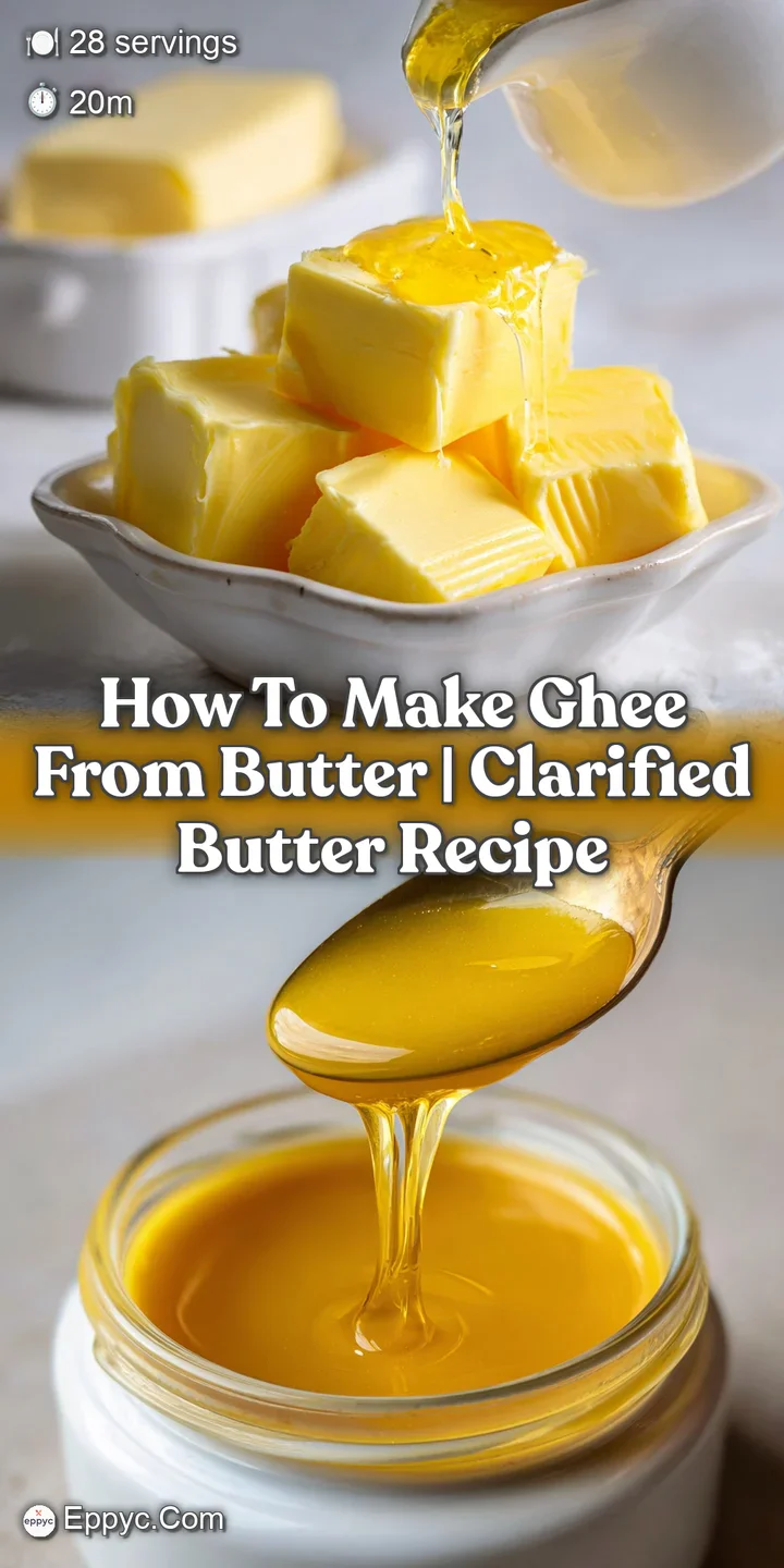 Close-up of bubbling, golden ghee in a copper pot. Fine bubbles rising, with a warm, inviting glow, showcasing a rich, smo...