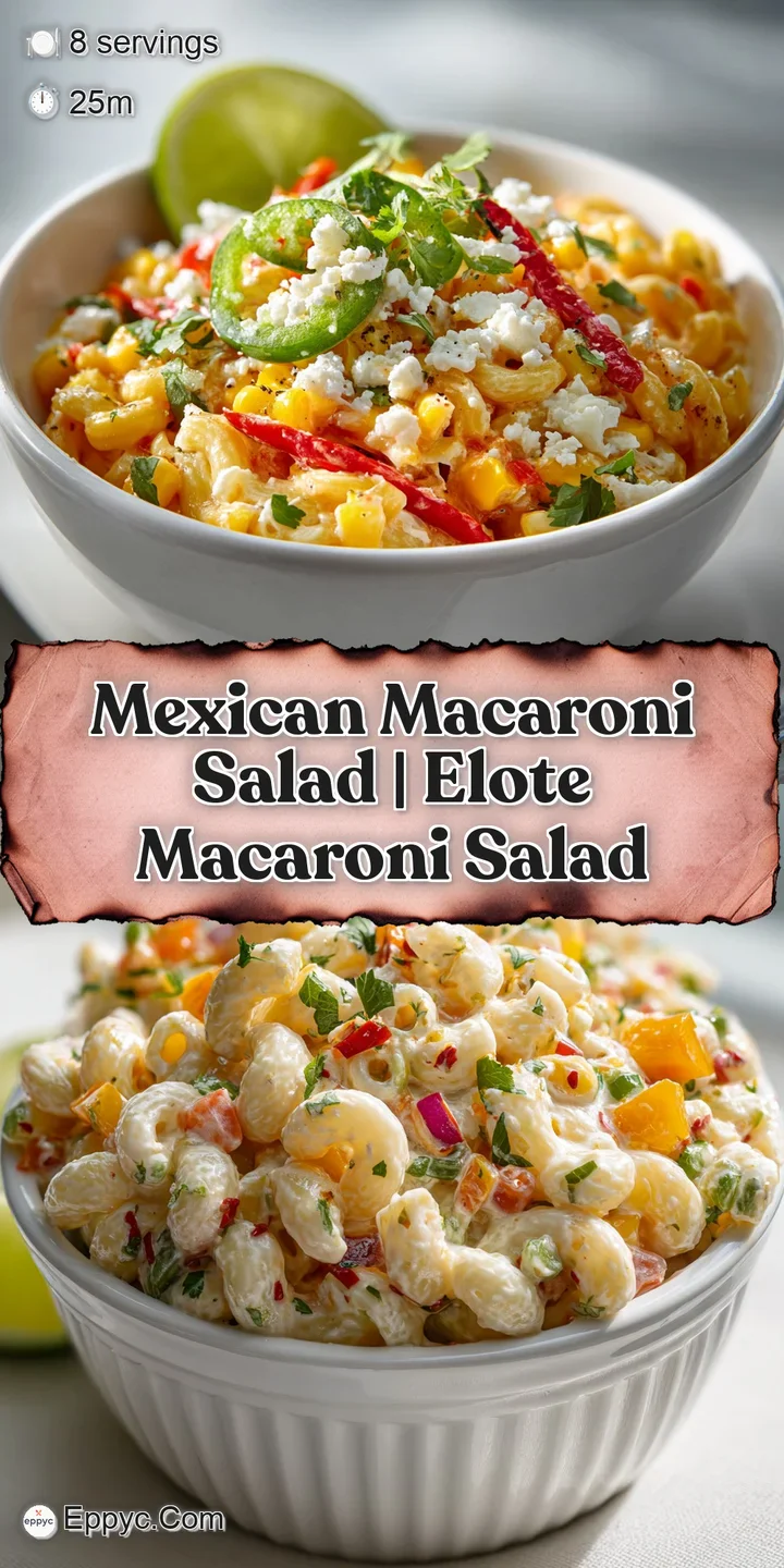 Close-up of Mexican macaroni salad highlighting the juicy corn kernels, creamy dressing, and fresh cilantro. A burst of fl...