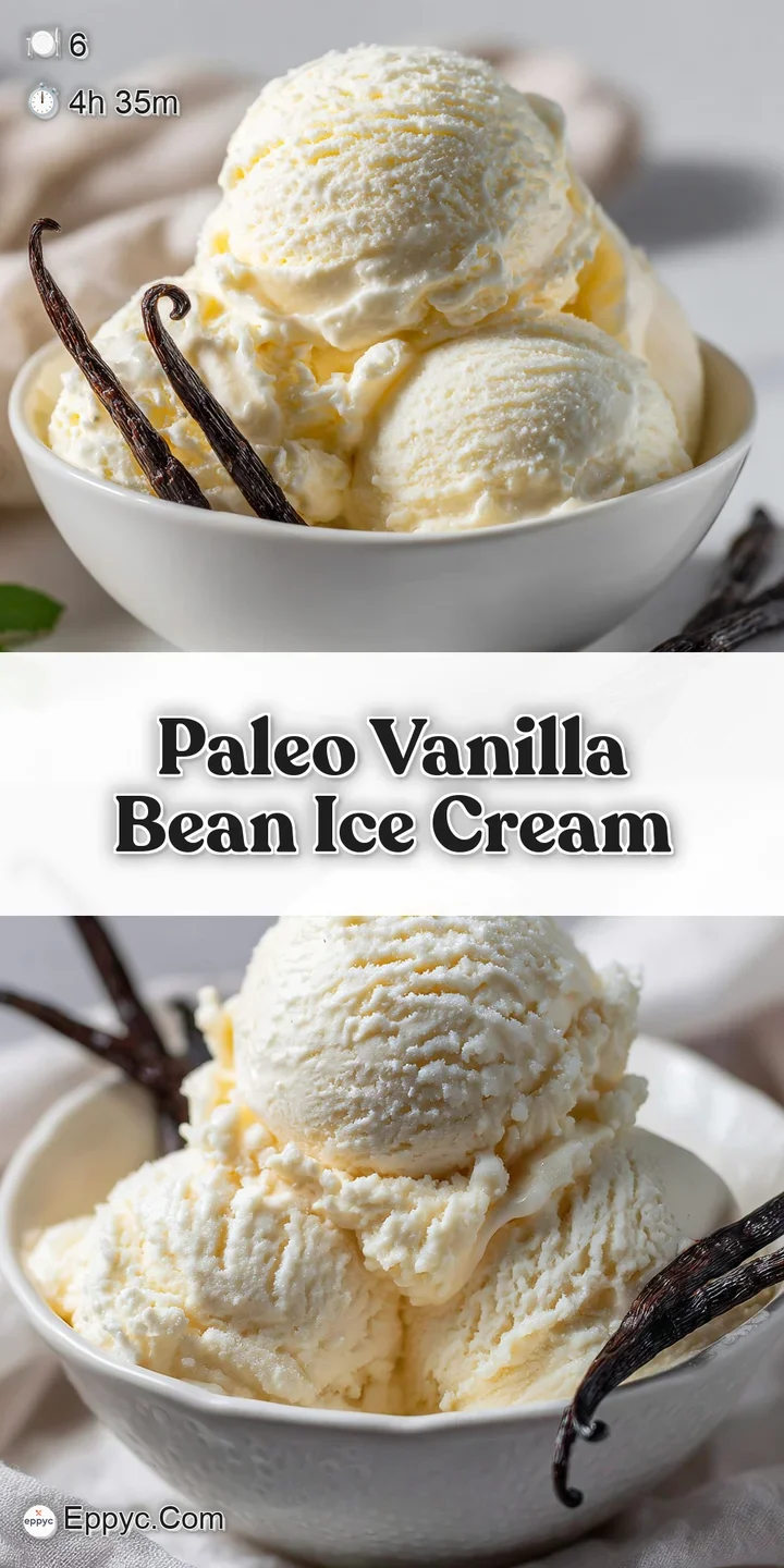 Close-up of smooth, rich vanilla ice cream. Glistening surface with tiny black specks of vanilla bean. Inviting and refres...