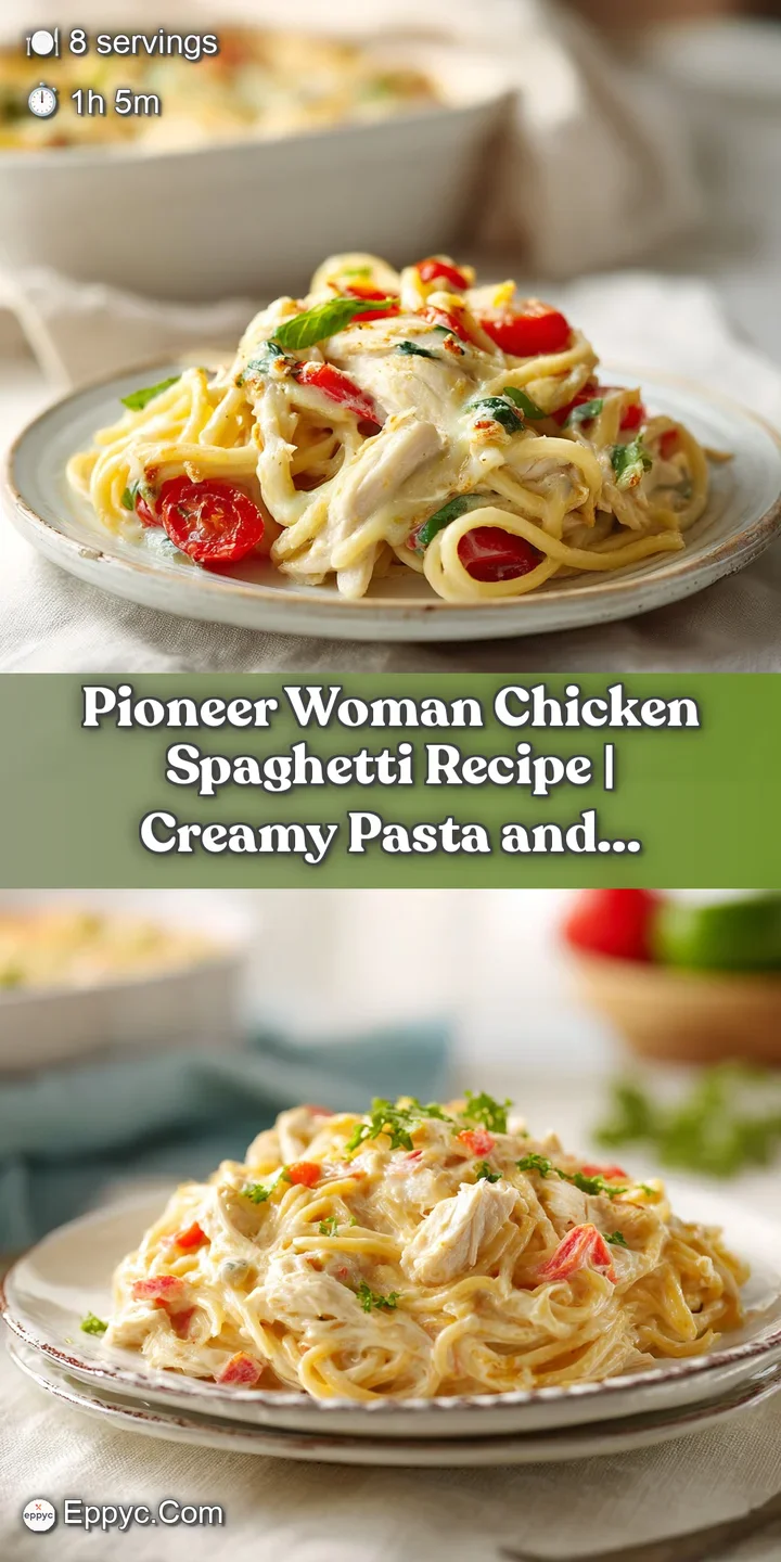 Close-up of baked chicken spaghetti, highlighting melted cheese, creamy sauce, and tender chicken pieces.