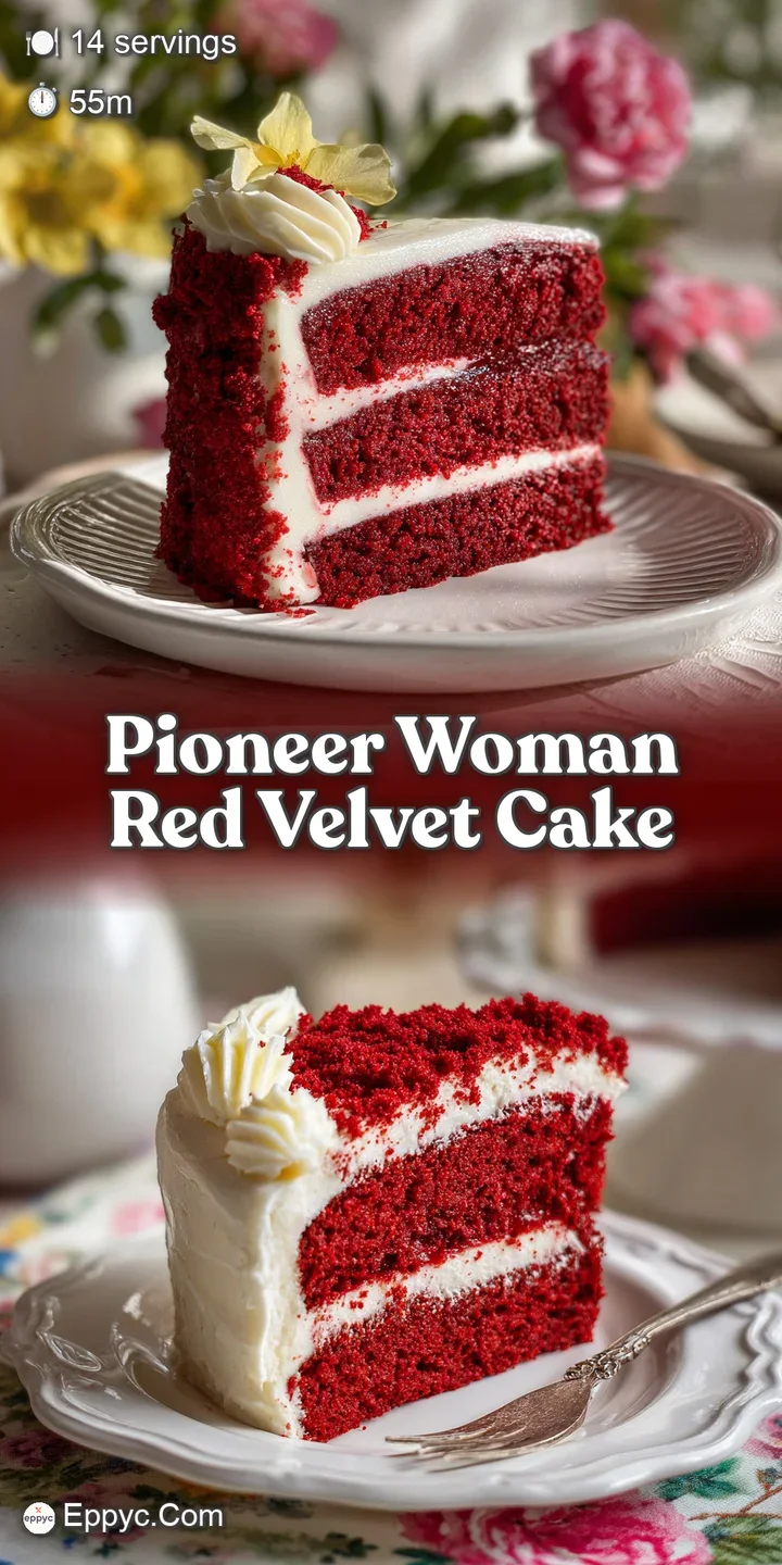Close-up reveals the rich, deep red hue and delicate crumb of a red velvet cake, contrasted by the smooth, sweet cream che...