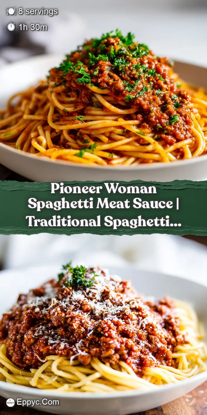 Close-up of chunky, slow-cooked tomato sauce with visible herbs and tender beef pieces.